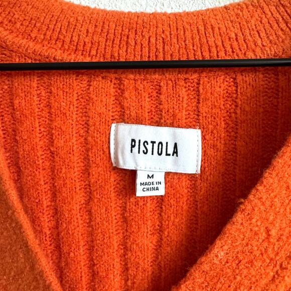 Pistola Orange Textured Slouchy Polo Sweater Women's Medium NWOT - Picture 3 of 6